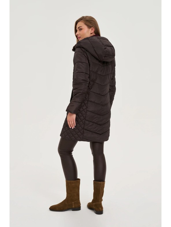 Moodo Jakna s prešito kapuco rjava Moodo