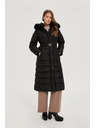 Moodo Dolga črna jakna s kapuco Moodo