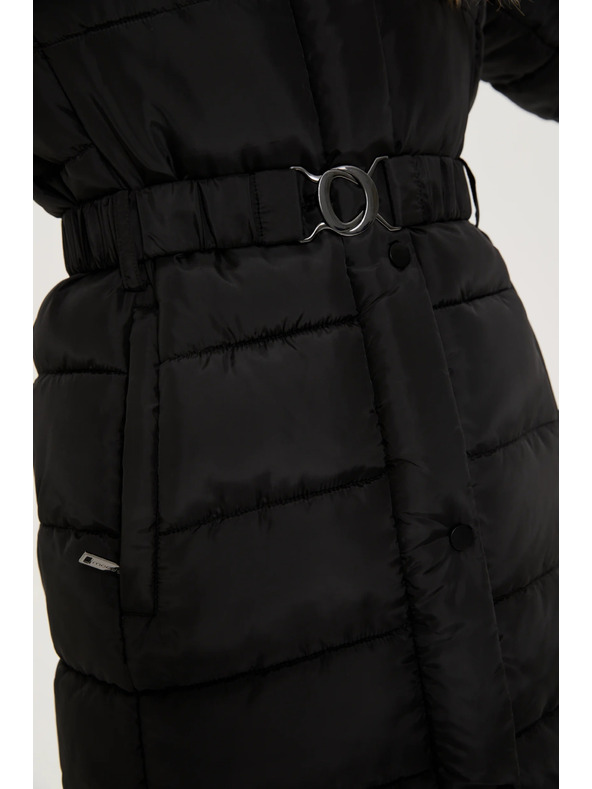 Moodo Dolga črna jakna s kapuco Moodo