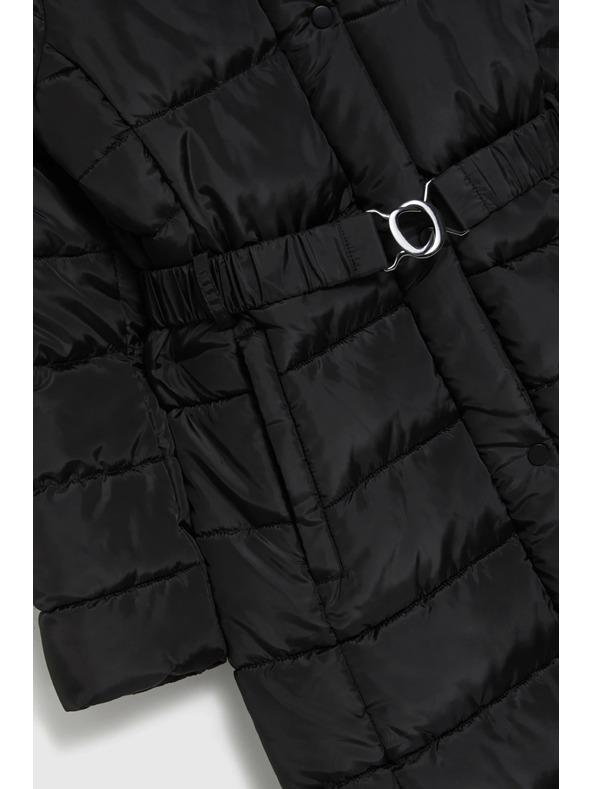 Moodo Dolga črna jakna s kapuco Moodo