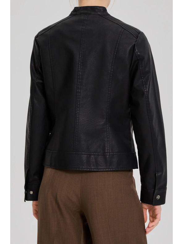 Moodo Črna jakna iz umetnega usnja Moodo