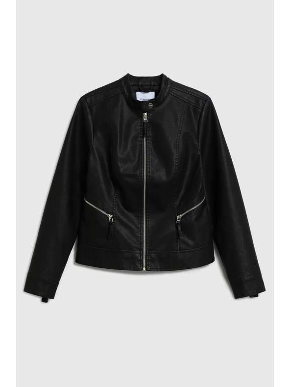 Moodo Črna jakna iz umetnega usnja Moodo