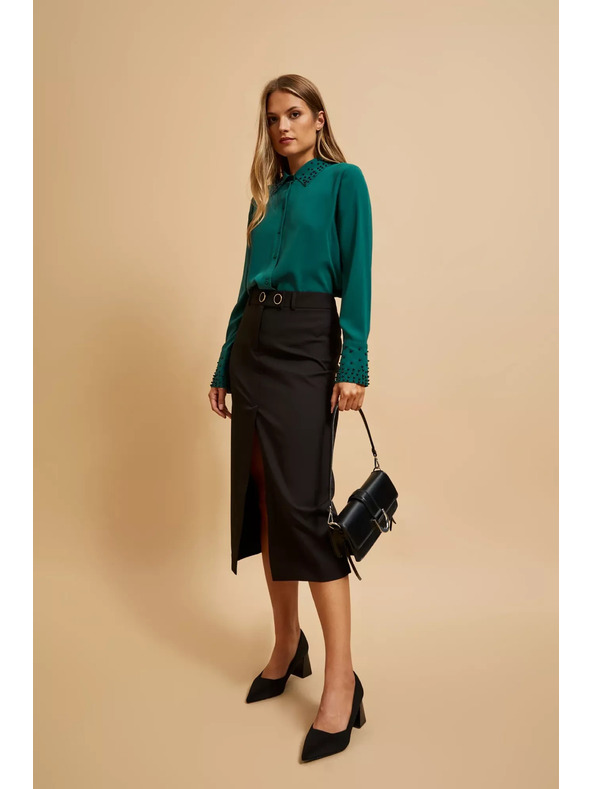 Moodo Črna torbica čez ramo s srebrno sponko Moodo