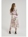 Moodo Bež obleka z geometrijskim vzorcem in nagubanim spodnjim delom Moodo