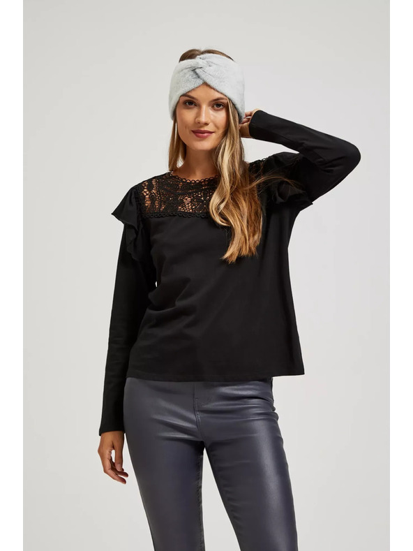 Moodo Topla pletena naglavna trakica sive barve Moodo