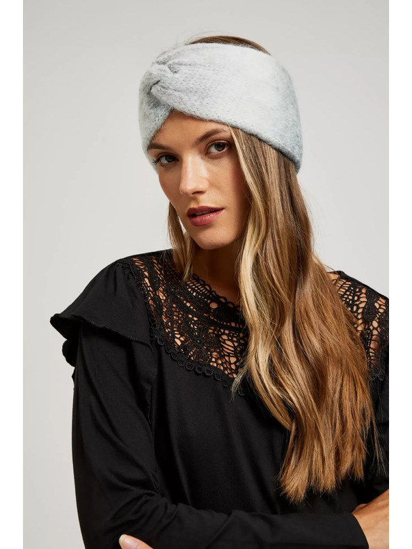 Moodo Topla pletena naglavna trakica sive barve Moodo