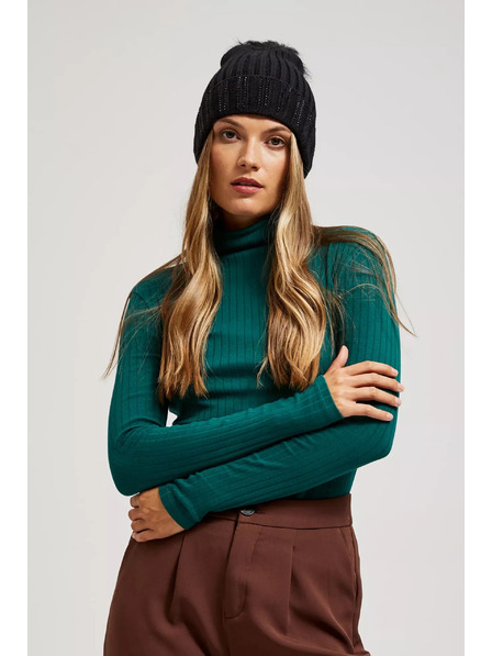 Moodo Kapa s cofom, okrašena s flitri, črne barve Moodo