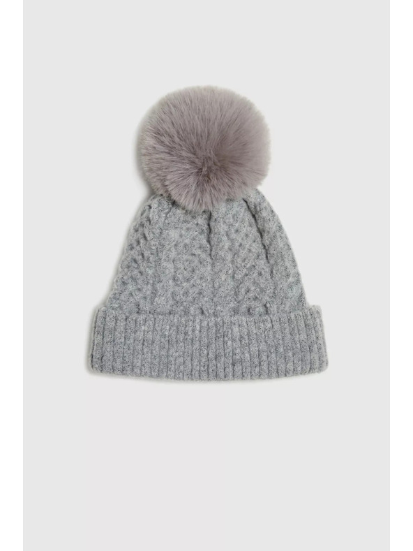 Moodo Kapa s krznenim cofom sive barve Moodo