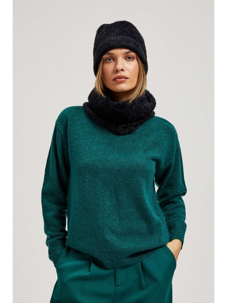 Moodo Topla kožušna kapa črne barve Moodo