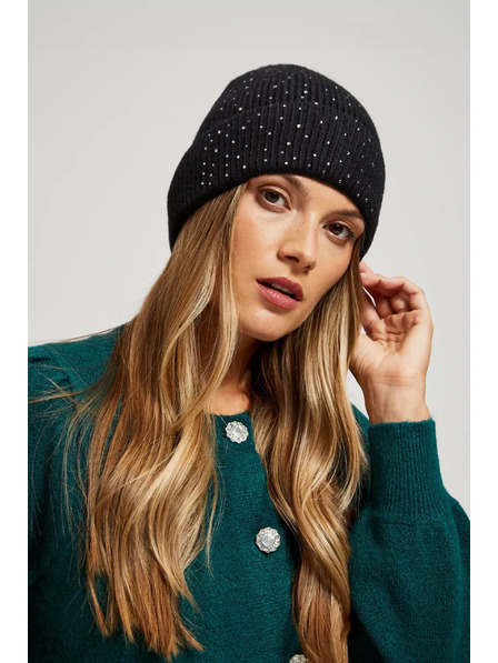 Moodo Pletena črna kapa Moodo