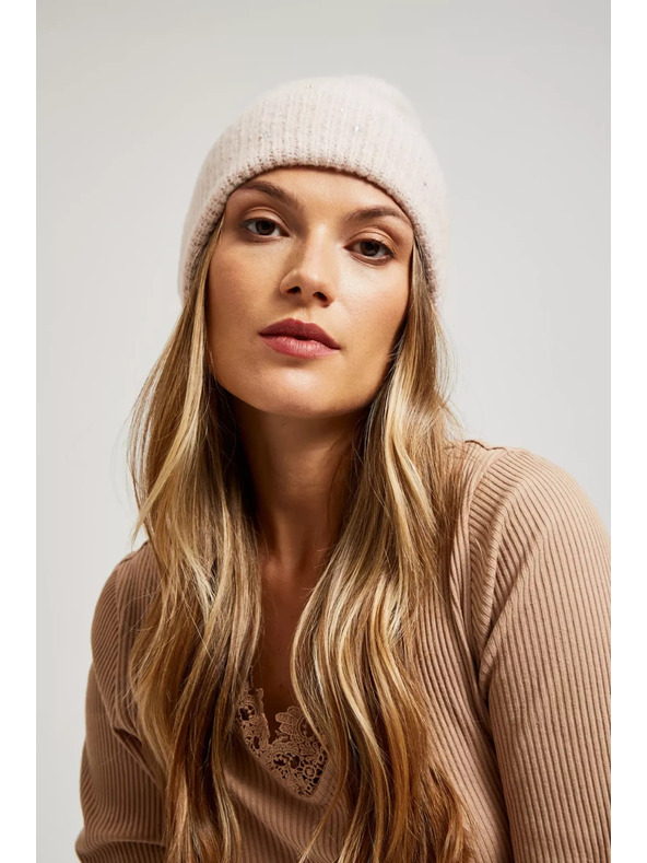 Moodo Pletena kapa pudrasto rožnate barve Moodo