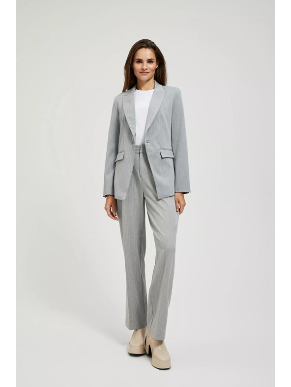 Moodo Siv enostranski suknjič z finimi črtami Moodo