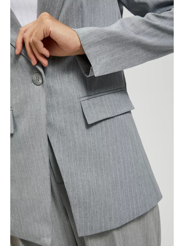 Moodo Siv enostranski suknjič z finimi črtami Moodo