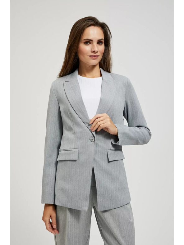 Moodo Siv enostranski suknjič z finimi črtami Moodo