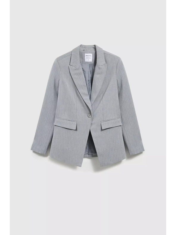 Moodo Siv enostranski suknjič z finimi črtami Moodo