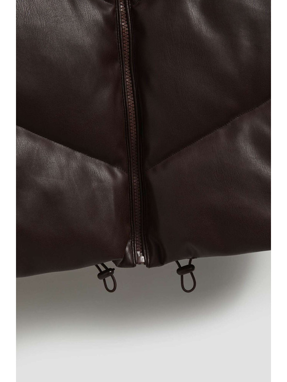 Moodo Prešit brezrokavnik s kapuco rjave barve Moodo