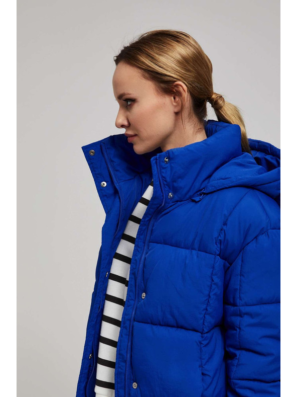 Moodo Kratka prešita jakna s kapuco temno modre barve Moodo