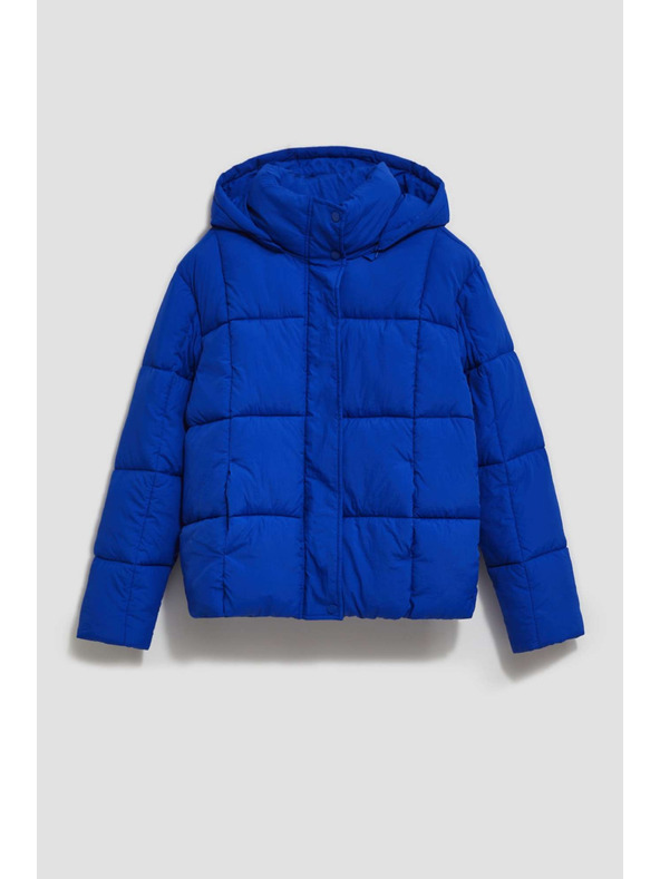 Moodo Kratka prešita jakna s kapuco temno modre barve Moodo