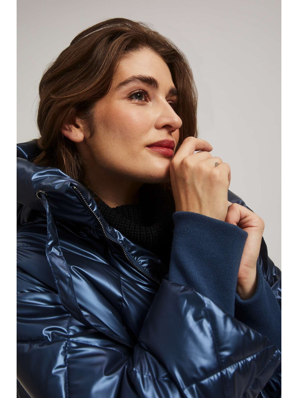 Moodo Metalična prešita jakna temno modre barve Moodo