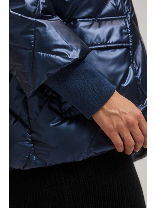 Moodo Metalična prešita jakna temno modre barve Moodo