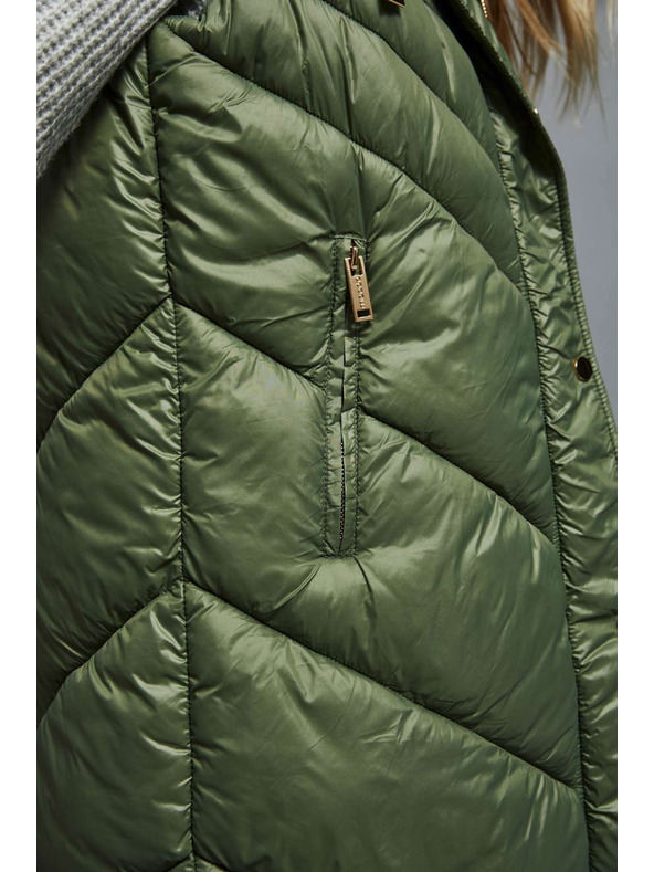 Moodo Prešit brezrokavnik s kapuco olivne barve Moodo