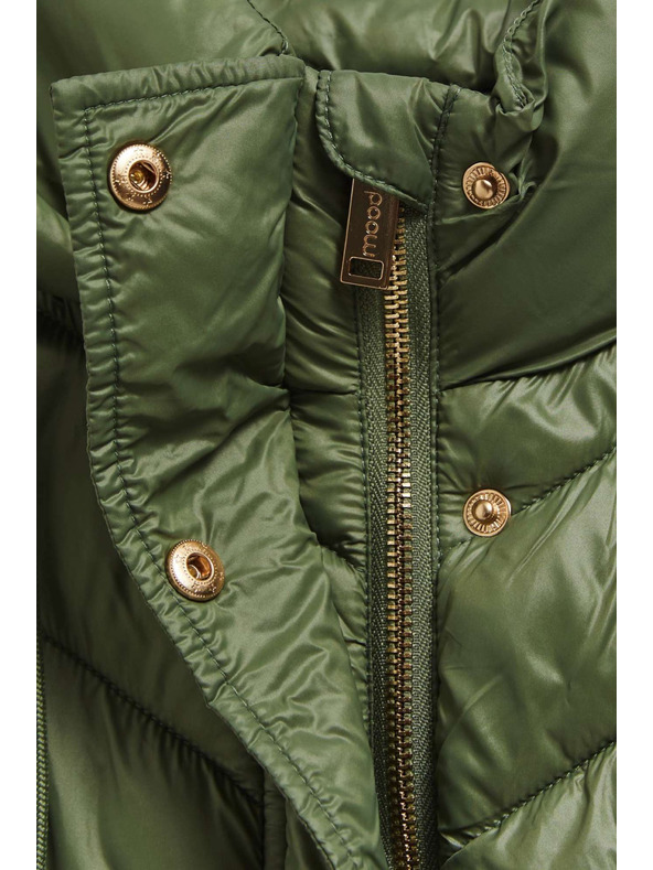 Moodo Prešit brezrokavnik s kapuco olivne barve Moodo