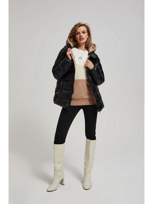 Moodo Kratka prešita črna jakna skapuco Moodo