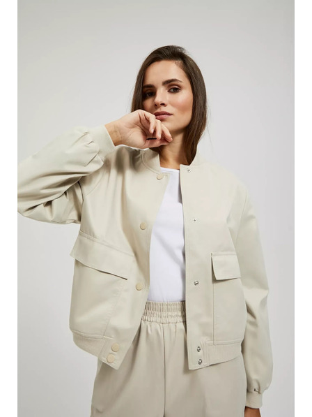 Moodo Bež bombažna jakna z žepi Moodo