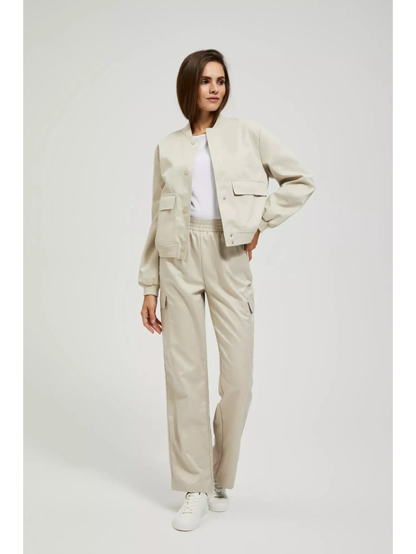 Moodo Bež bombažna jakna z žepi Moodo