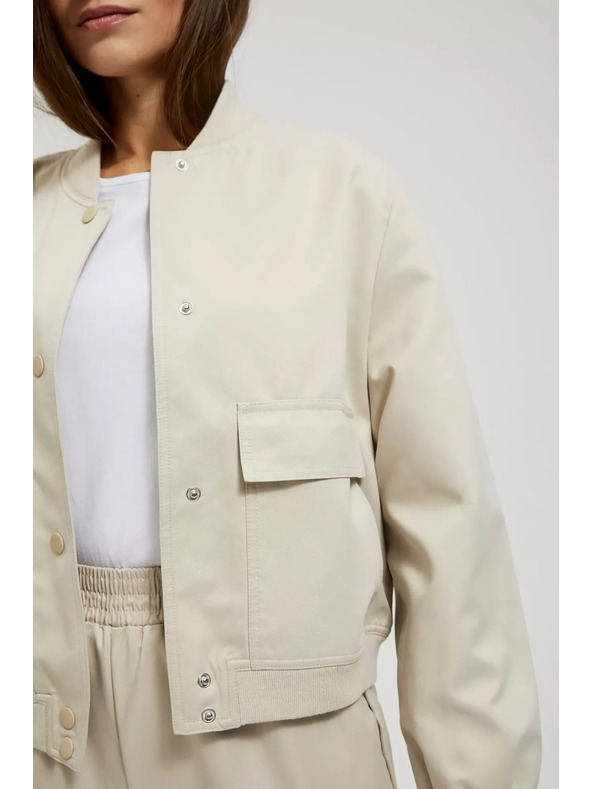 Moodo Bež bombažna jakna z žepi Moodo