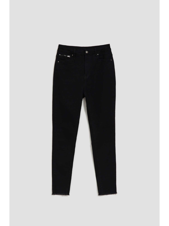 Moodo Črne ozke kavbojke s srednjim pasom Moodo