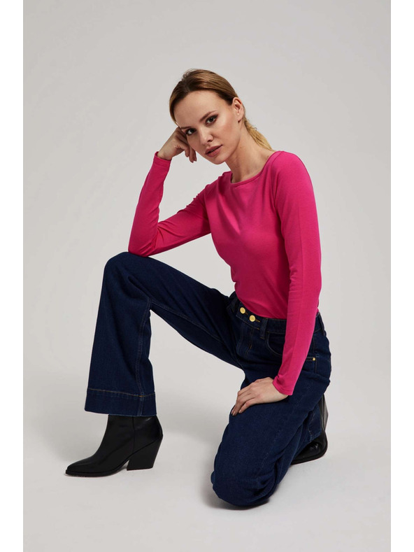 Moodo Temno modre wide leg kavbojke s srednjim pasom Moodo