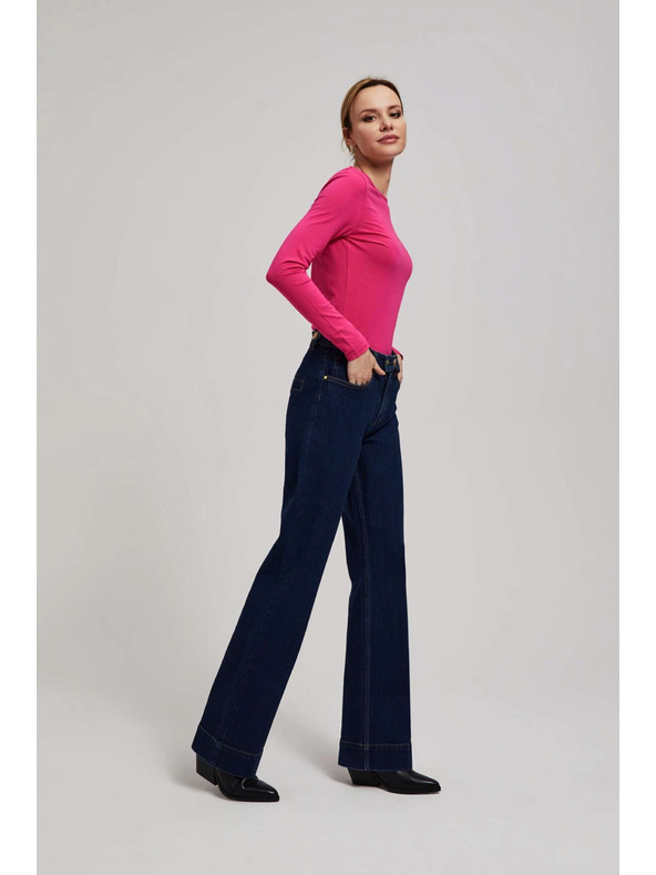 Moodo Temno modre wide leg kavbojke s srednjim pasom Moodo