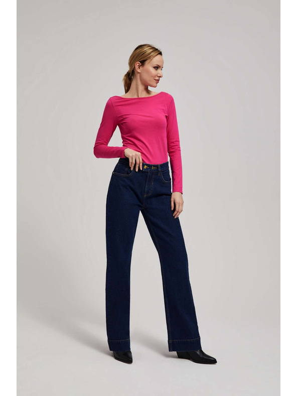 Moodo Temno modre wide leg kavbojke s srednjim pasom Moodo