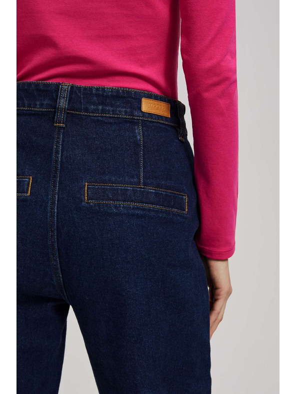 Moodo Temno modre wide leg kavbojke s srednjim pasom Moodo