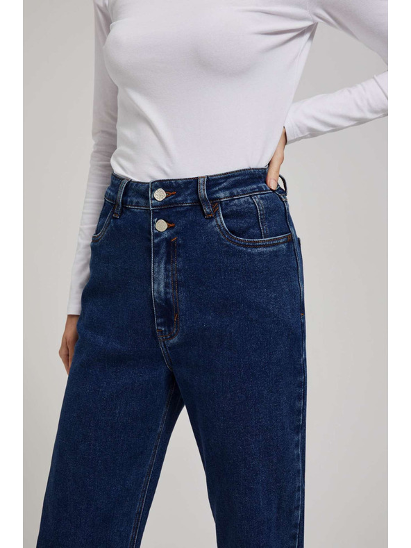 Moodo Temno modre wide leg kavbojke z dvojnimi gumbi Moodo