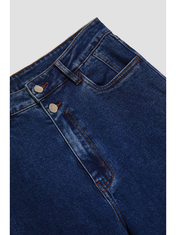 Moodo Temno modre wide leg kavbojke z dvojnimi gumbi Moodo