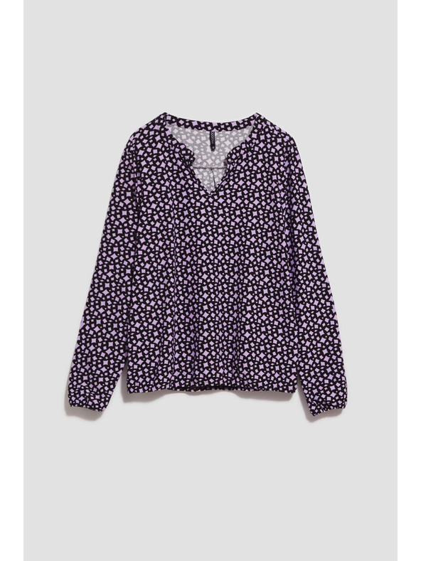 Moodo Vzorčasta sivkasta bluza z V-izrezom Moodo