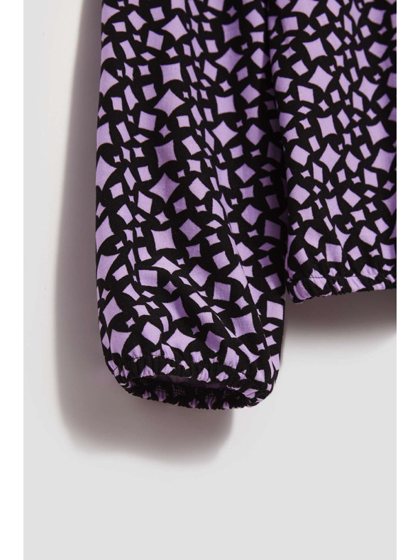 Moodo Vzorčasta sivkasta bluza z V-izrezom Moodo