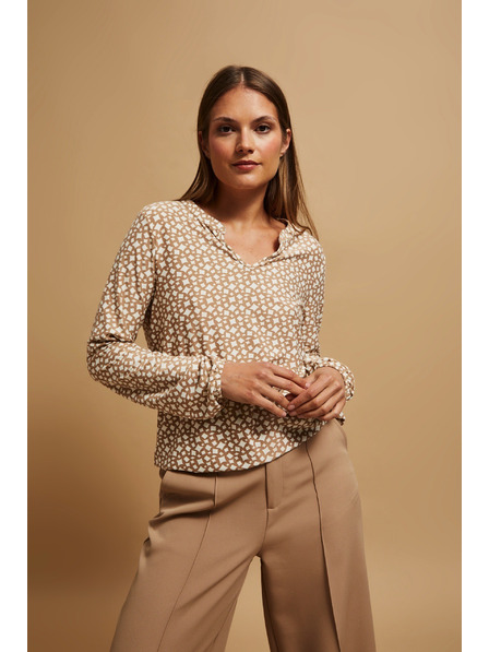 Moodo Vzorčasta biserna bluza z V-izrezom Moodo