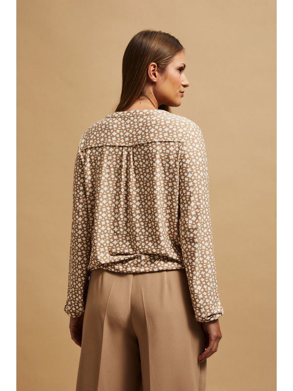 Moodo Vzorčasta biserna bluza z V-izrezom Moodo