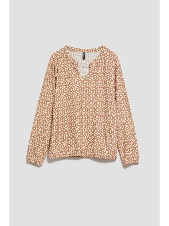 Moodo Vzorčasta biserna bluza z V-izrezom Moodo