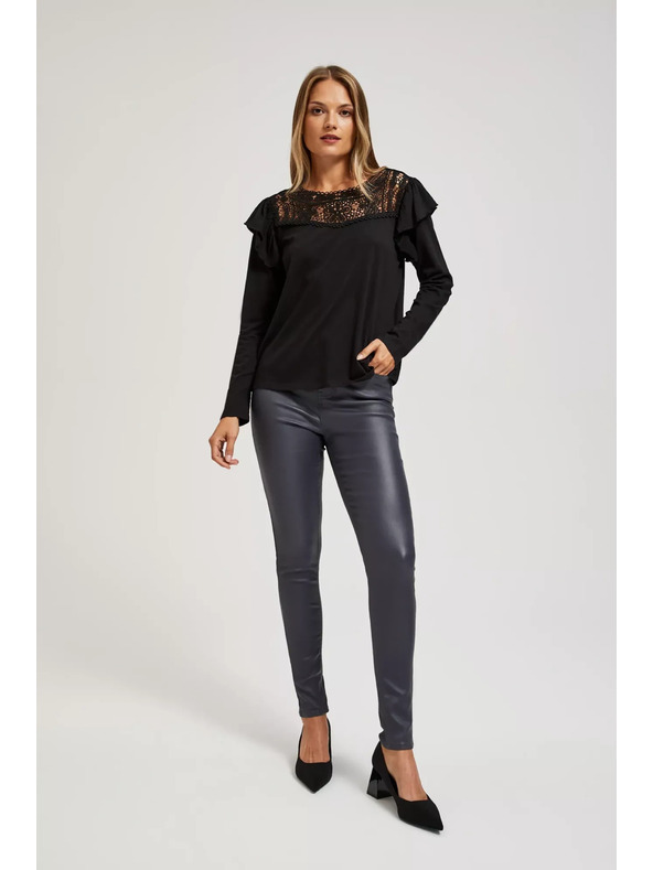 Moodo Črna majica z čipko Moodo