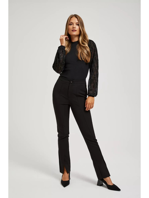 Moodo Črna bluza z okrasnimi rokavi Moodo