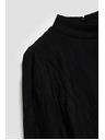 Moodo Črna bluza s polo izrezom in napihnjenimi rokavi Moodo