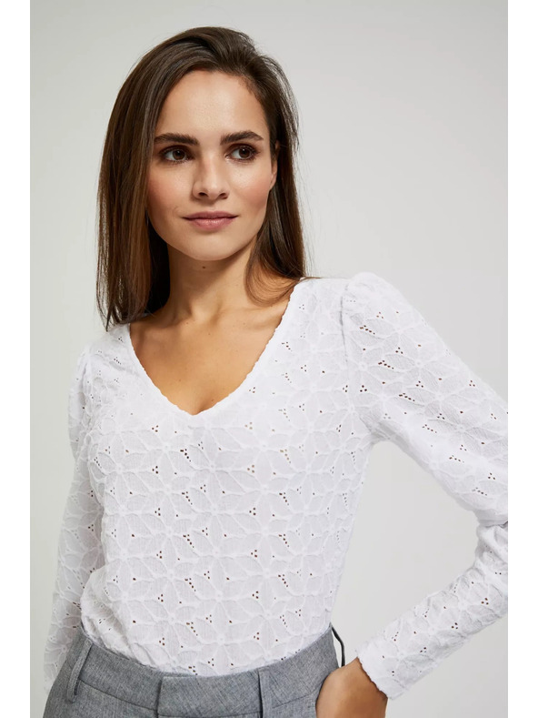 Moodo Azurna bluza z V-izrezom Moodo