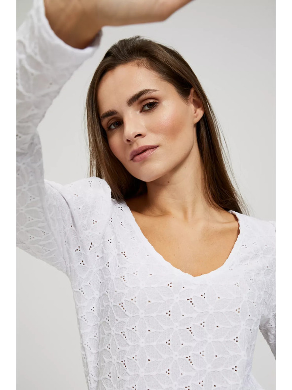 Moodo Azurna bluza z V-izrezom Moodo