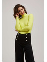Moodo Rebrasta limeta bluza z visokim ovratnikom Moodo
