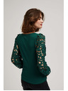Moodo Smaragdna majica z čipkastimi rokavi Moodo