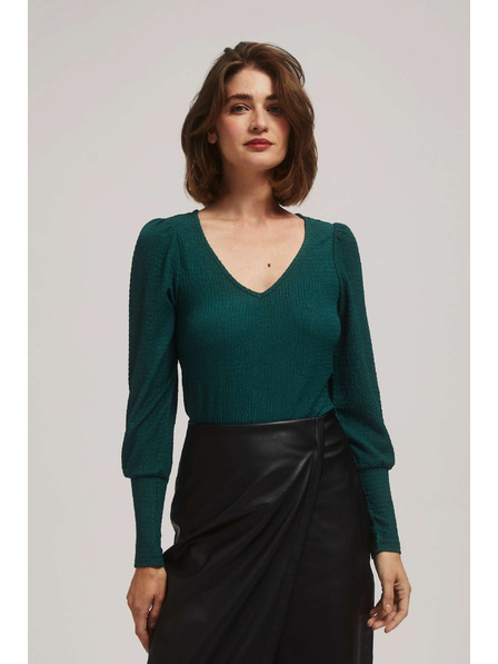 Moodo Smaragdna bluza z V-izrezom Moodo
